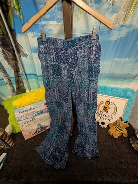 Woman Within Blue Teal Patchwork Pants